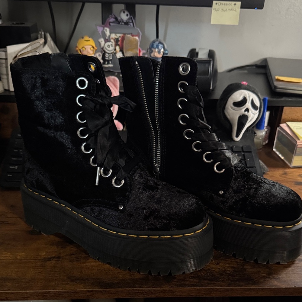 Dr. Martens Vegan Jadon Max Crushed Velvet Platform Boots